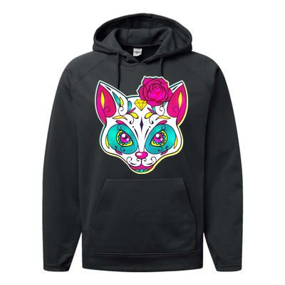 Sugar Skull Cat Performance Fleece Hoodie