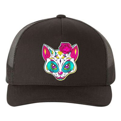 Sugar Skull Cat Yupoong Adult 5-Panel Trucker Hat