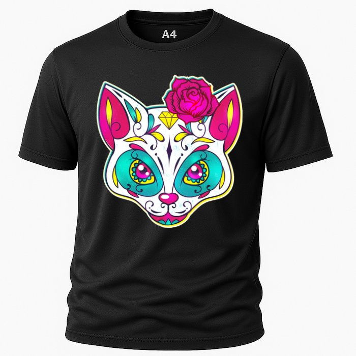 Sugar Skull Cat Cooling Performance Crew T-Shirt