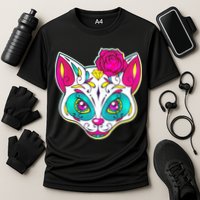 Sugar Skull Cat Cooling Performance Crew T-Shirt