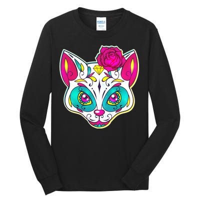 Sugar Skull Cat Tall Long Sleeve T-Shirt