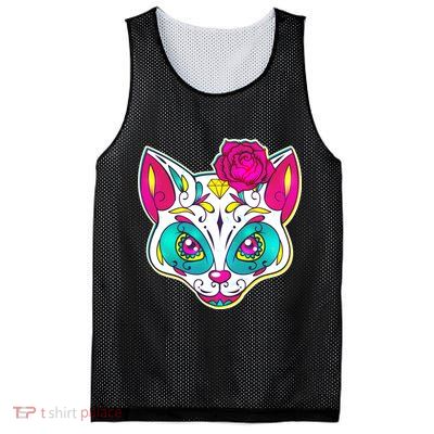 Sugar Skull Cat Mesh Reversible Basketball Jersey Tank