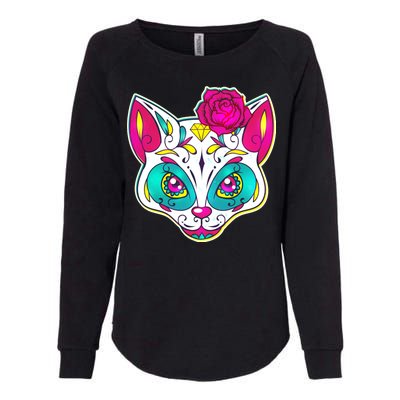 Sugar Skull Cat Womens California Wash Sweatshirt