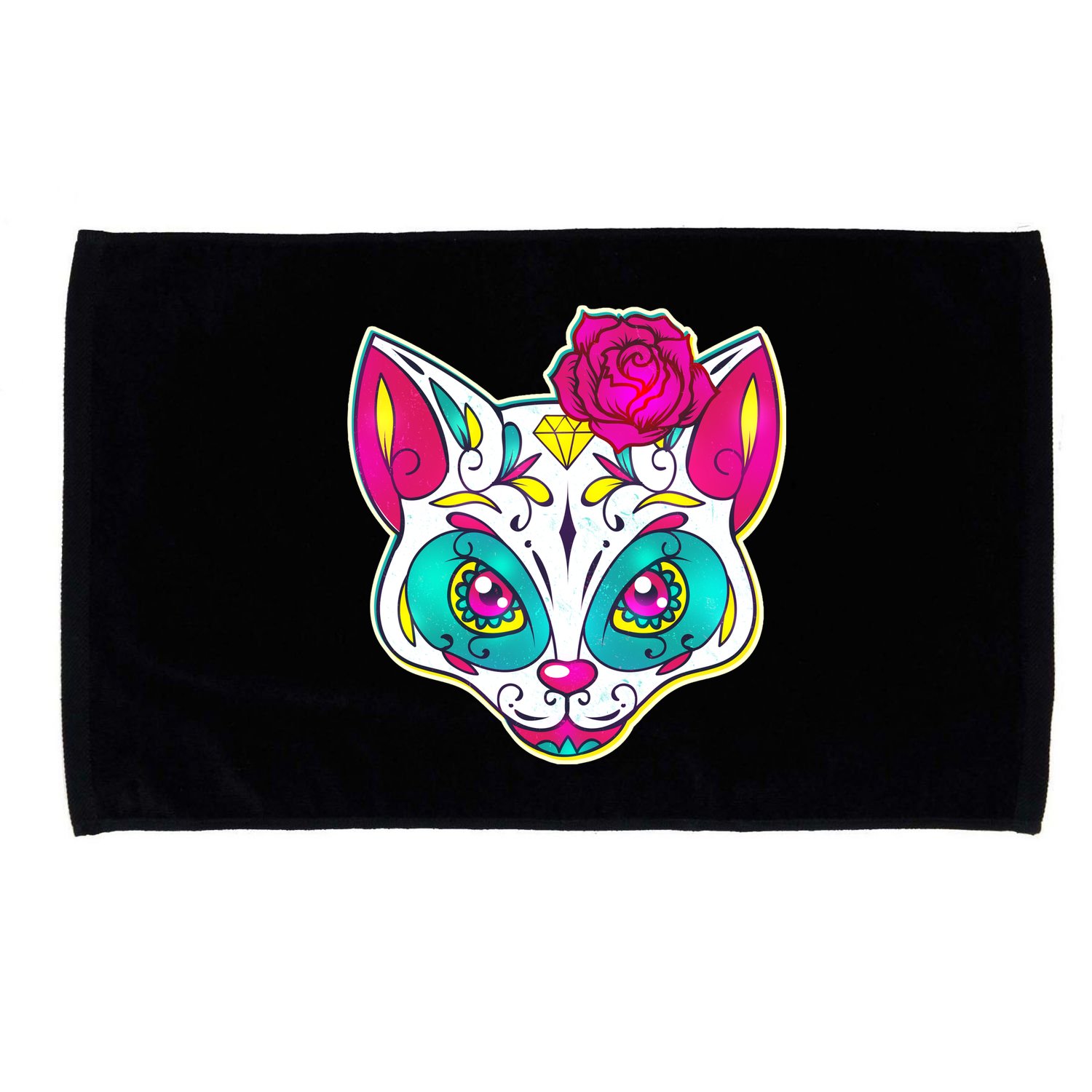 Sugar Skull Cat Microfiber Hand Towel