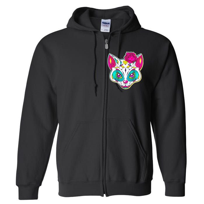 Sugar Skull Cat Full Zip Hoodie