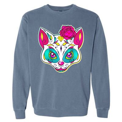 Sugar Skull Cat Garment-Dyed Sweatshirt