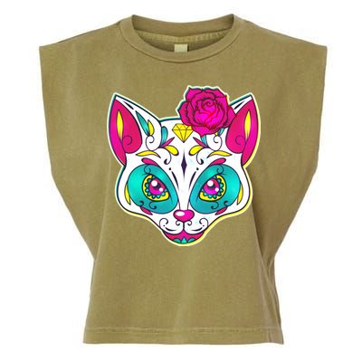 Sugar Skull Cat Garment-Dyed Women's Muscle Tee