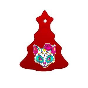 Sugar Skull Cat Ceramic Tree Ornament