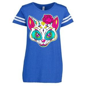 Sugar Skull Cat Enza Ladies Jersey Football T-Shirt