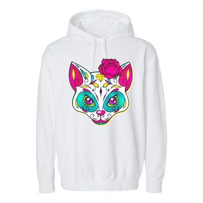 Sugar Skull Cat Garment-Dyed Fleece Hoodie