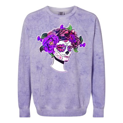 Sugar Skull Flower Girl Colorblast Crewneck Sweatshirt