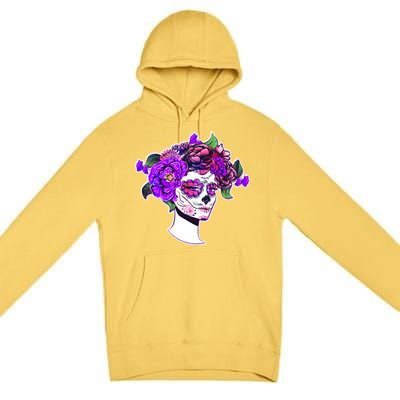 Sugar Skull Flower Girl Premium Pullover Hoodie