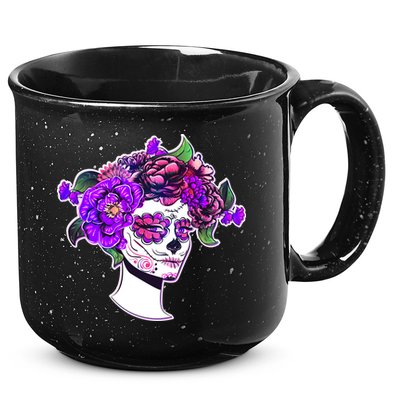 Sugar Skull Flower Girl 15oz Campfire Ceramic Mug