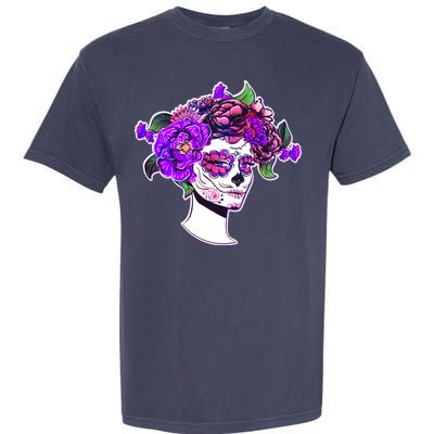 Sugar Skull Flower Girl Garment-Dyed Heavyweight T-Shirt