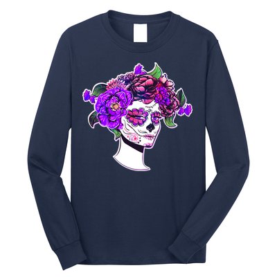 Sugar Skull Flower Girl Long Sleeve Shirt