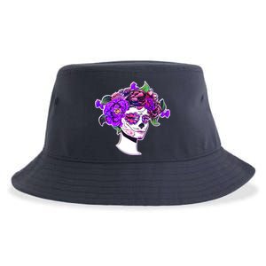 Sugar Skull Flower Girl Sustainable Bucket Hat