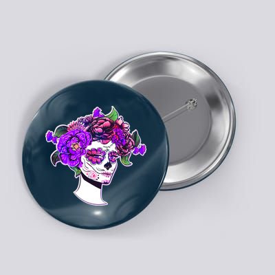 Sugar Skull Flower Girl Button