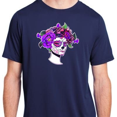 Sugar Skull Flower Girl Adult ChromaSoft Performance T-Shirt