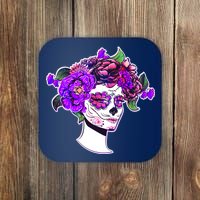 Sugar Skull Flower Girl Coaster