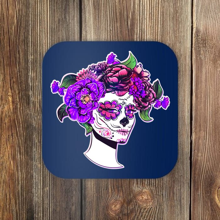 Sugar Skull Flower Girl Coaster