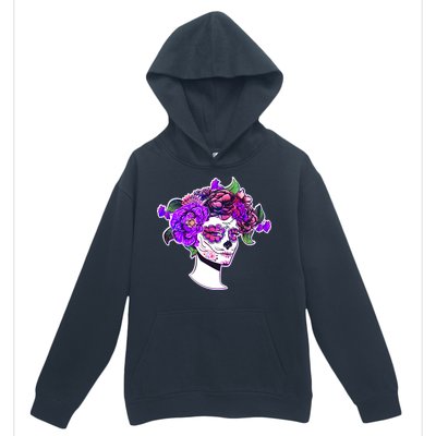 Sugar Skull Flower Girl Urban Pullover Hoodie