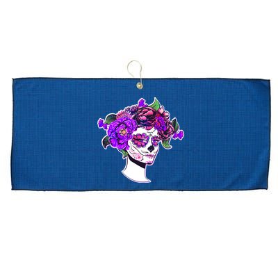 Sugar Skull Flower Girl Large Microfiber Waffle Golf Towel