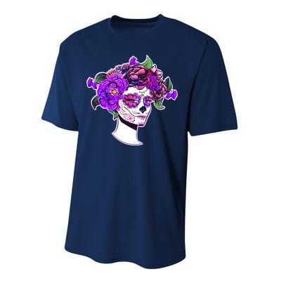 Sugar Skull Flower Girl Performance Sprint T-Shirt