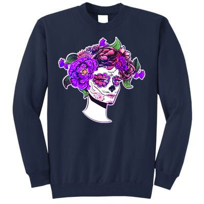 Sugar Skull Flower Girl Tall Sweatshirt