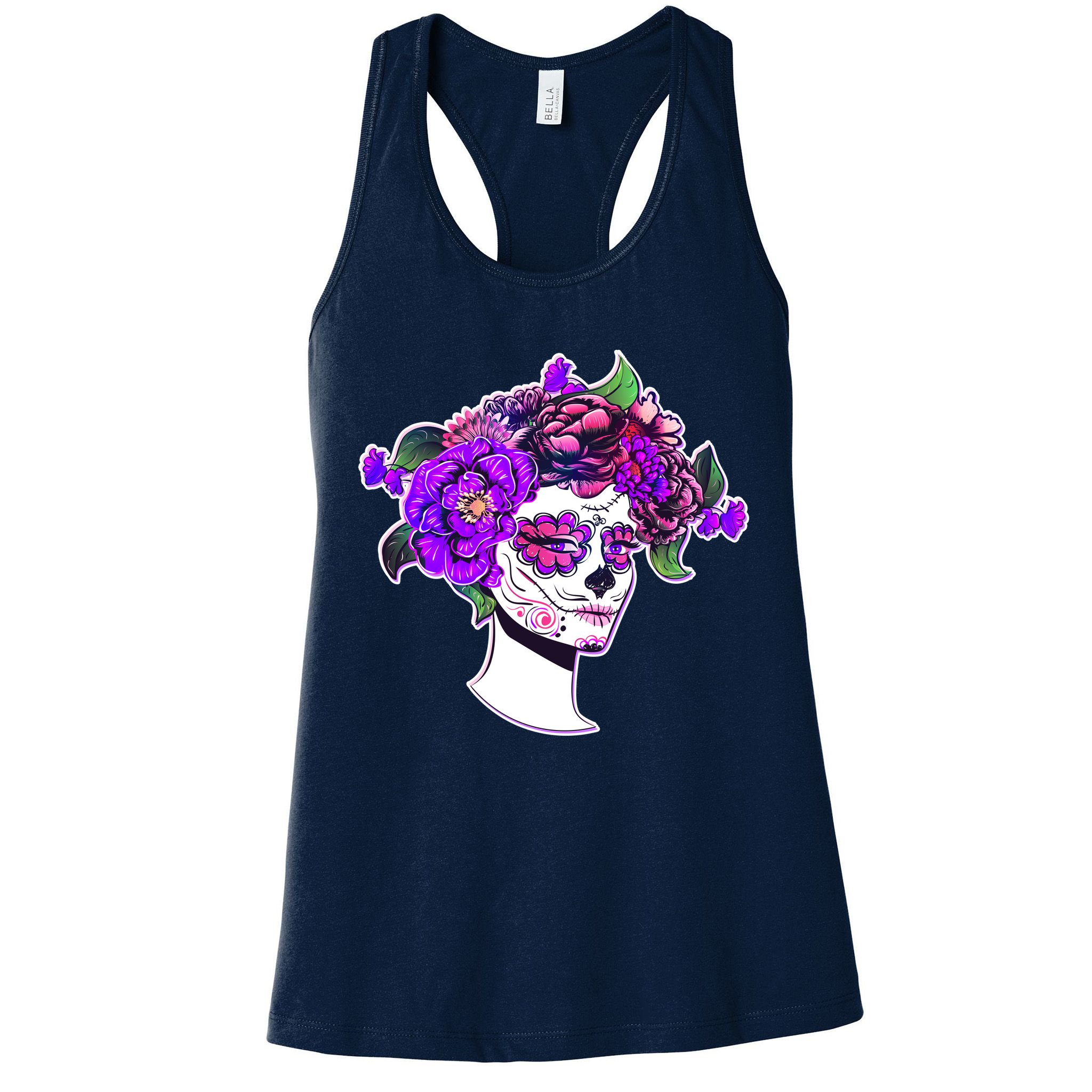 Sugar Skull Flower Girl Womens Tank Top