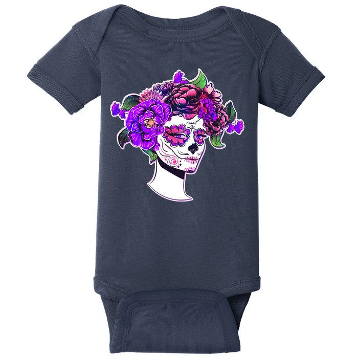 Sugar Skull Flower Girl Baby Bodysuit