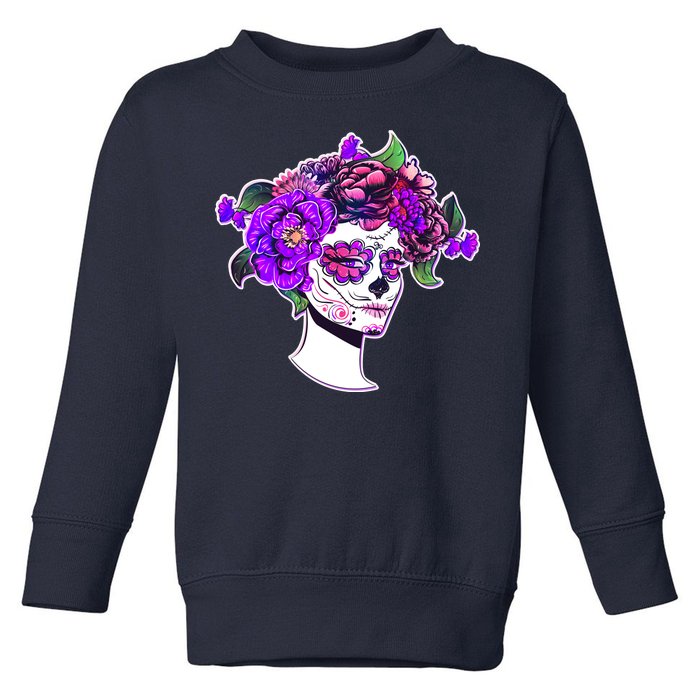 Sugar Skull Flower Girl Toddler Sweatshirt