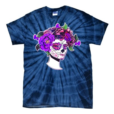 Sugar Skull Flower Girl Tie-Dye T-Shirt