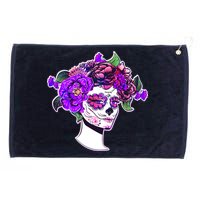 Sugar Skull Flower Girl Grommeted Golf Towel