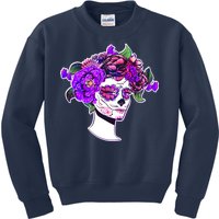 Sugar Skull Flower Girl Kids Sweatshirt