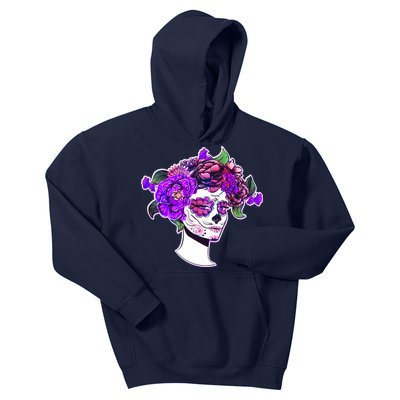 Sugar Skull Flower Girl Kids Hoodie