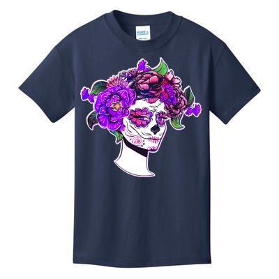 Sugar Skull Flower Girl Kids T-Shirt