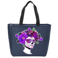 Sugar Skull Flower Girl Zip Tote Bag