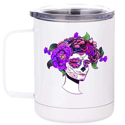 Sugar Skull Flower Girl 12 oz Stainless Steel Tumbler Cup