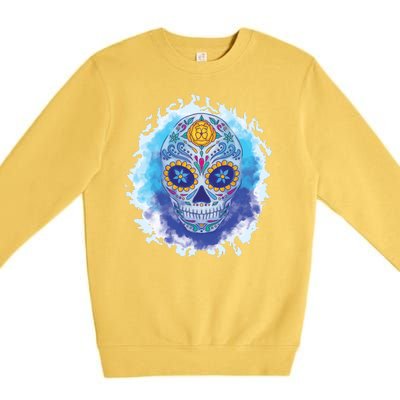 Sugar Skull Watercolor Premium Crewneck Sweatshirt