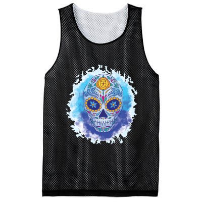 Sugar Skull Watercolor Mesh Reversible Basketball Jersey Tank