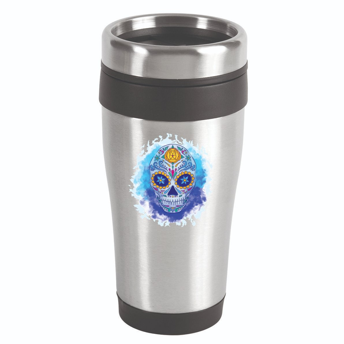 Sugar Skull Watercolor 16oz Travel Tumbler