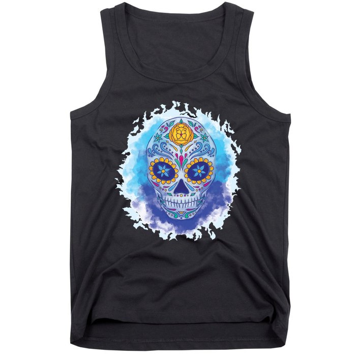 Sugar Skull Watercolor Tank Top