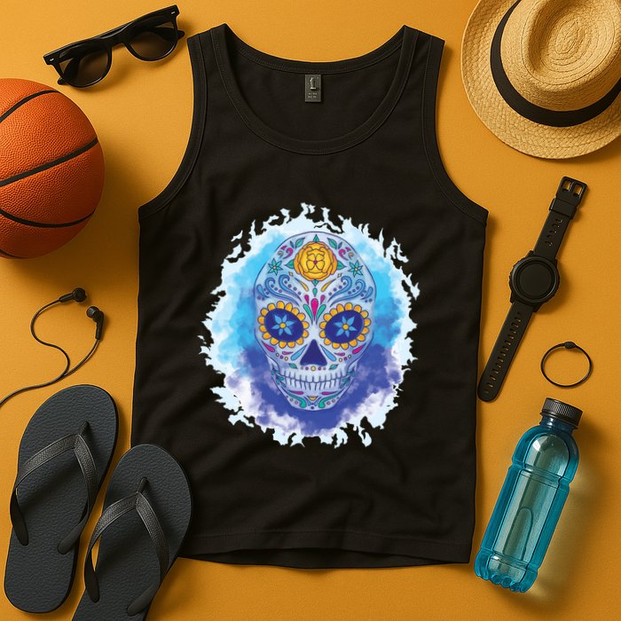 Sugar Skull Watercolor Tank Top