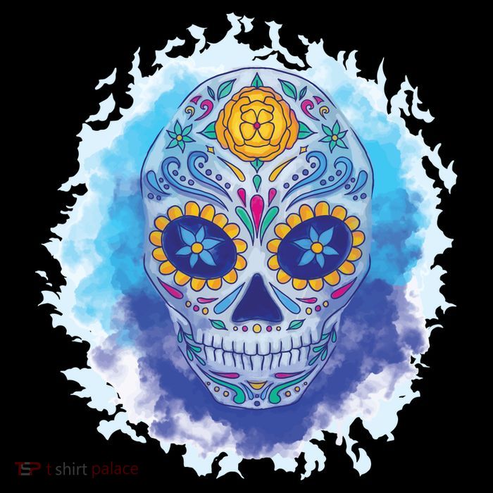 Sugar Skull Watercolor Womens T-Shirt