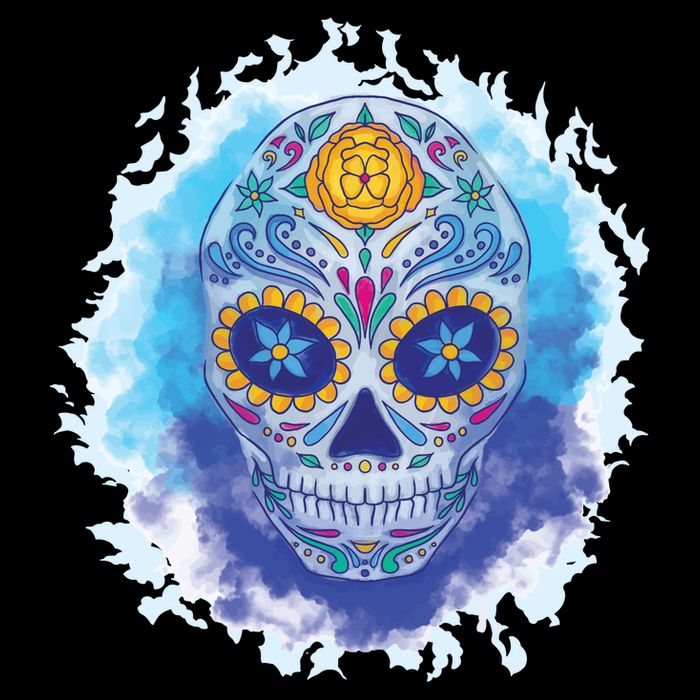 Sugar Skull Watercolor Women's V-Neck T-Shirt