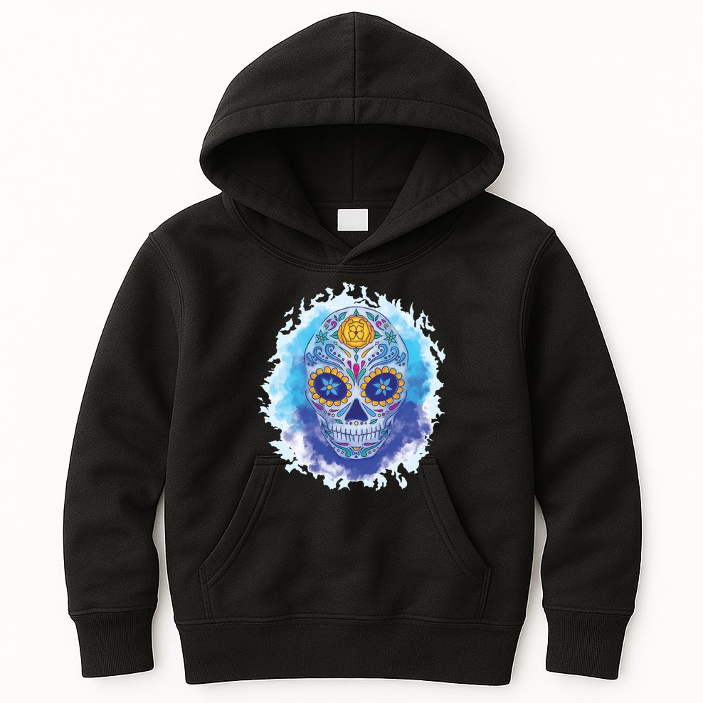 Sugar Skull Watercolor Kids Hoodie