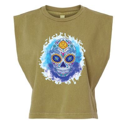 Sugar Skull Watercolor Garment-Dyed Women's Muscle Tee