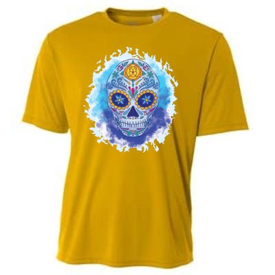 Sugar Skull Watercolor Cooling Performance Crew T-Shirt