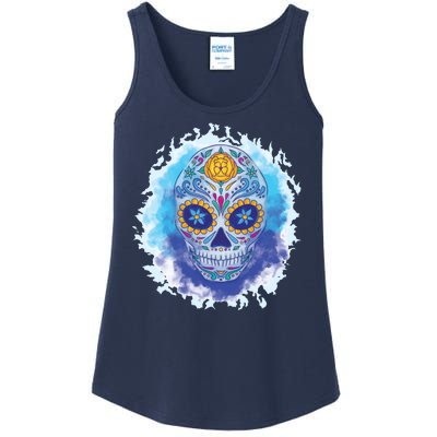 Sugar Skull Watercolor Ladies Essential Tank