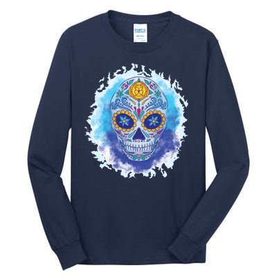 Sugar Skull Watercolor Tall Long Sleeve T-Shirt